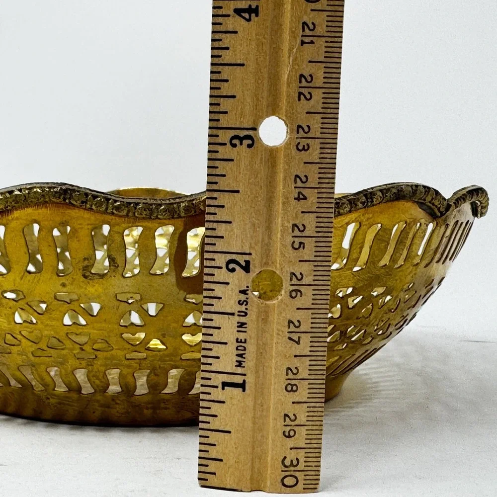Vintage Solid Brass Pierced Decorative‎ Bowl 9